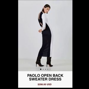 NWT BCBGMAXAZRIA PAOLO OPEN BACK SWEATER DRESS